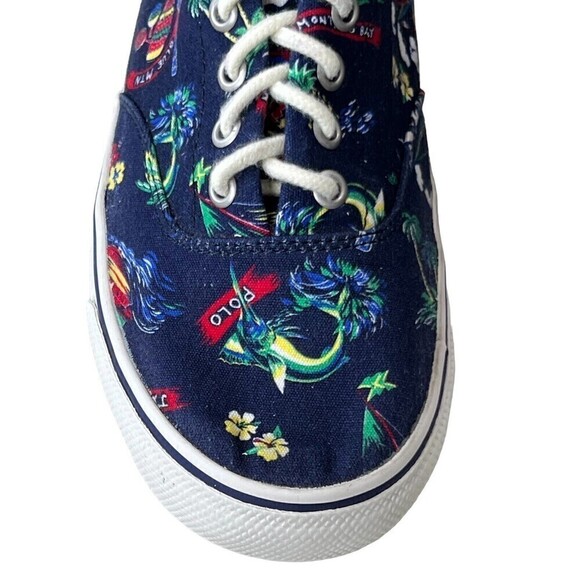 RARE POLO RALPH LAUREN HARPOON TROPICAL Multi Canvas Tennis Boat Shoes Size 8 D - Picture 1 of 14